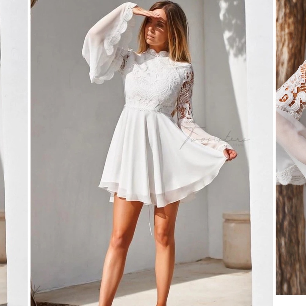 White dress. bought for bridal shower and never worn. Tags still on